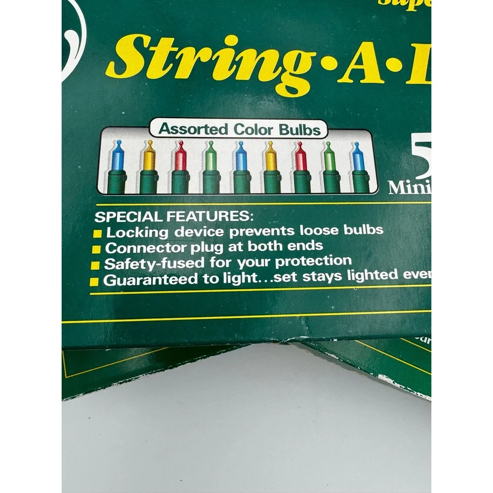 Lot of 4 Vintage GE String-A-Long Christmas Lights 50 Assorted Color NIB